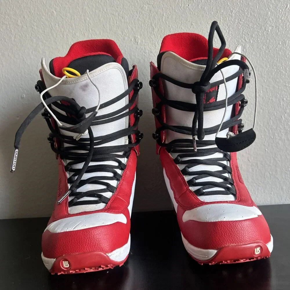 Burton Boxer Skyline Snowboard Boots Men's Size 9.5 Red White Retro